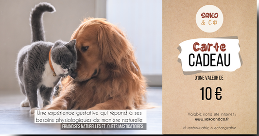 carte cadeau sako&co 10€ friandise naturelle pour chien et chat